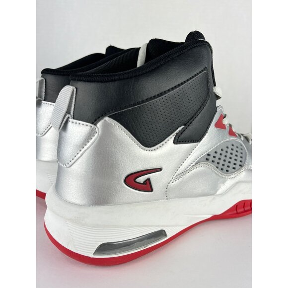 GEERS Men’s High Top Athletic Sneakers Silver Red Comfort Foam Size 9.5